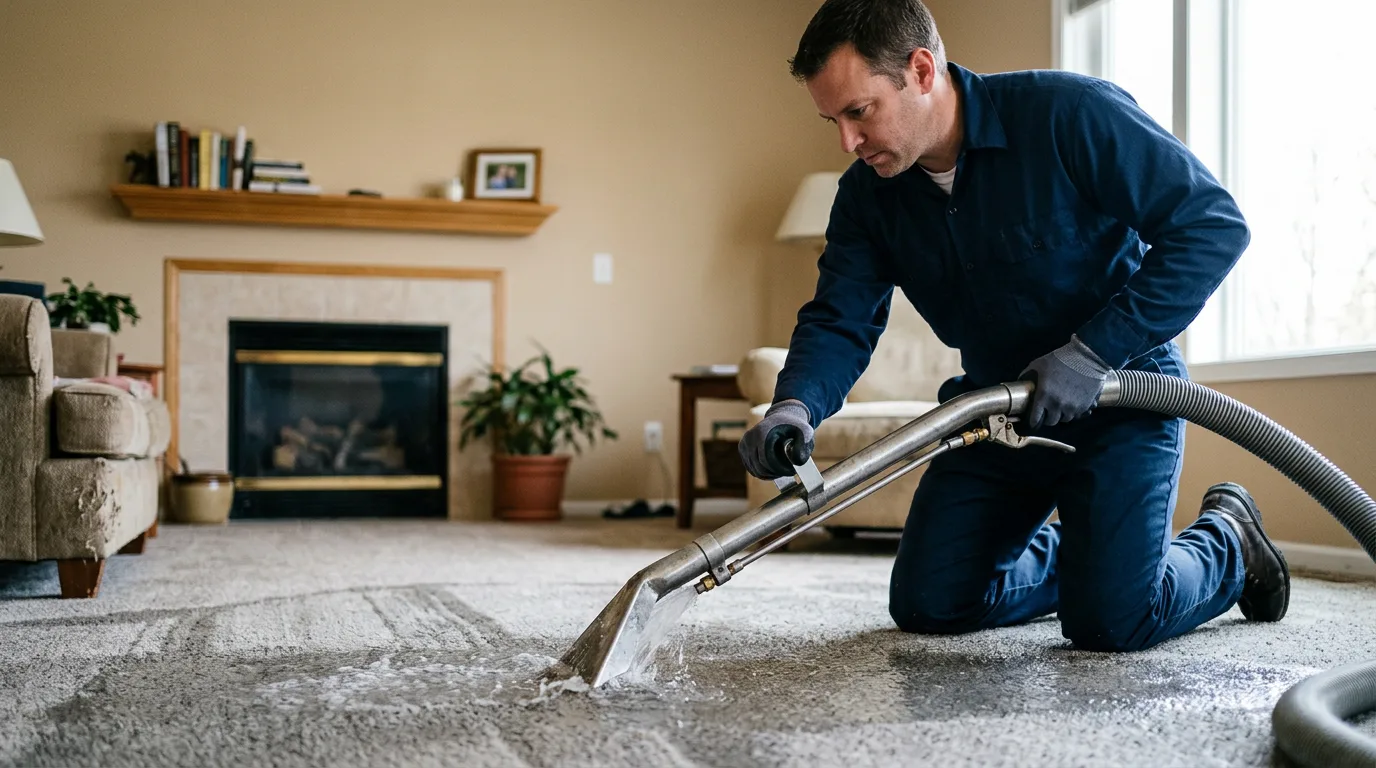 Water damage restoration technician working near Manchester, VT